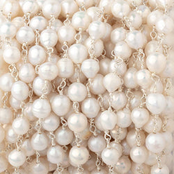 6x5.5-6.5x6mm Off White Petite Ultra Baroque Pearls on .925 Silver Chain (ONLINE ORDER ONLY)
