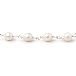 6x5.5-6.5x6mm Off White Petite Ultra Baroque Pearls on .925 Silver Chain (ONLINE ORDER ONLY)