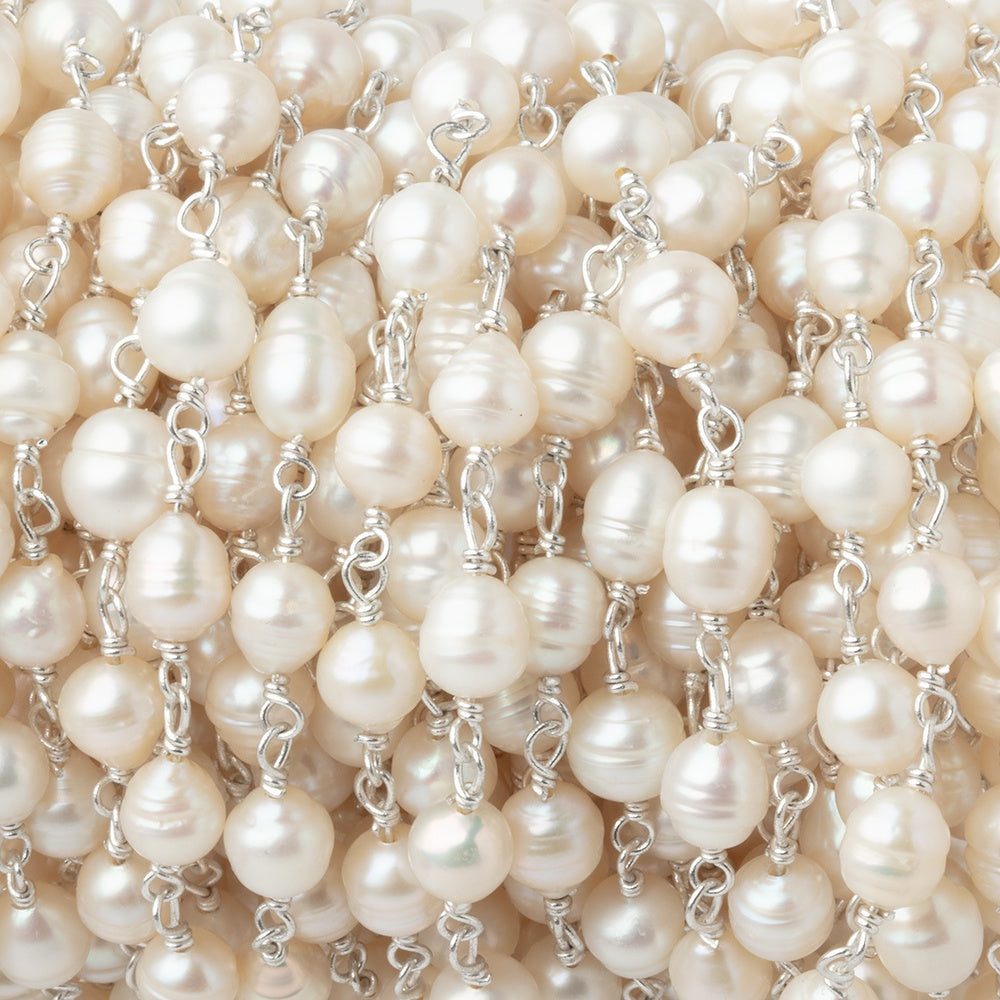 4.5x5-6x5mm Off White Petite Ultra Baroque Pearls on .925 Silver Chain (ONLINE ORDER ONLY)