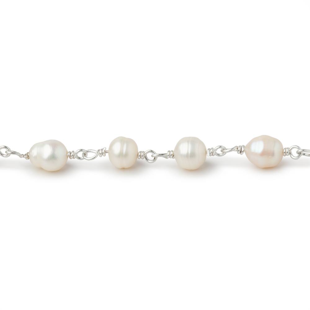 4.5x5-6x5mm Off White Petite Ultra Baroque Pearls on .925 Silver Chain (ONLINE ORDER ONLY)