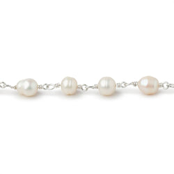 4.5x5-6x5mm Off White Petite Ultra Baroque Pearls on .925 Silver Chain (ONLINE ORDER ONLY)