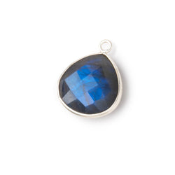 16mm Sterling Silver Bezel Blue Flash Labradorite Faceted Heart Pendant 1 Focal (ONLINE ORDER ONLY)