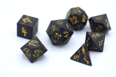 Matt Black with Gold Barbarian Dice Set (ONLINE ORDER ONLY)