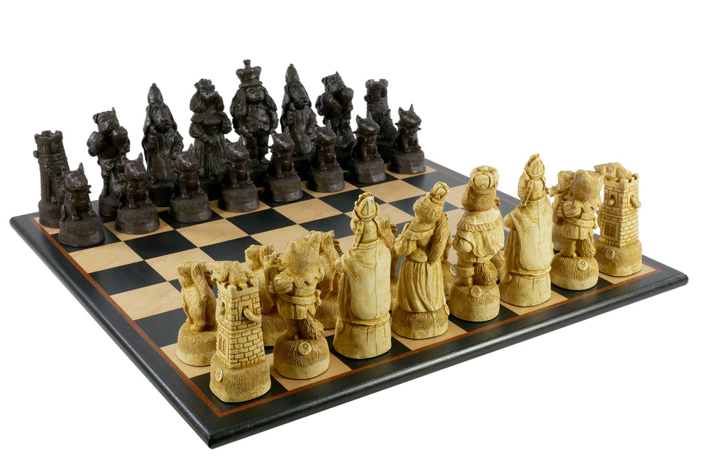 Chess Set  - Cats & Dogs Chess Pieces on Black/Birdseye Maple Chess Board (ONLINE ORDER ONLY)