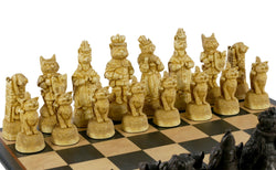 Chess Set  - Cats & Dogs Chess Pieces on Black/Birdseye Maple Chess Board (ONLINE ORDER ONLY)