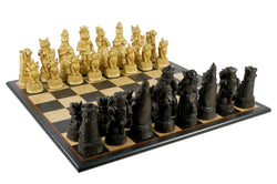 Chess Set  - Cats & Dogs Chess Pieces on Black/Birdseye Maple Chess Board (ONLINE ORDER ONLY)