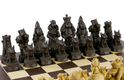 Chess Set  - Cats & Dogs Chess Pieces on Walnut/Sycamore Barcelona Chess Board (ONLINE ORDER ONLY)
