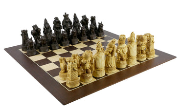 Chess Set  - Cats & Dogs Chess Pieces on Walnut/Sycamore Barcelona Chess Board (ONLINE ORDER ONLY)