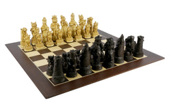 Chess Set  - Cats & Dogs Chess Pieces on Walnut/Sycamore Barcelona Chess Board (ONLINE ORDER ONLY)