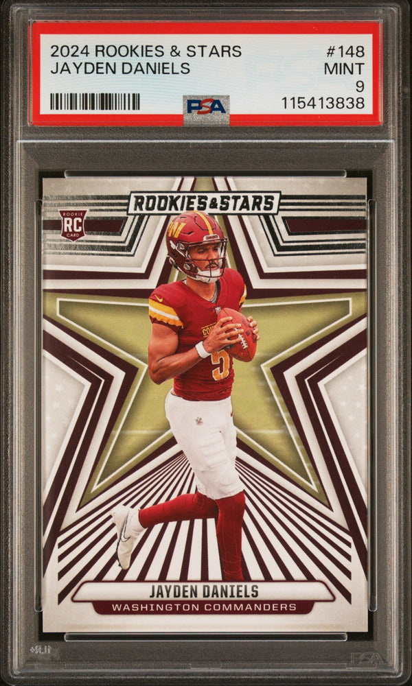 Graded 2024 Panini Rookies & Stars Jayden Daniels #148 Rookie RC Football Card PSA 9 Mint (ONLINE ORDER ONLY)