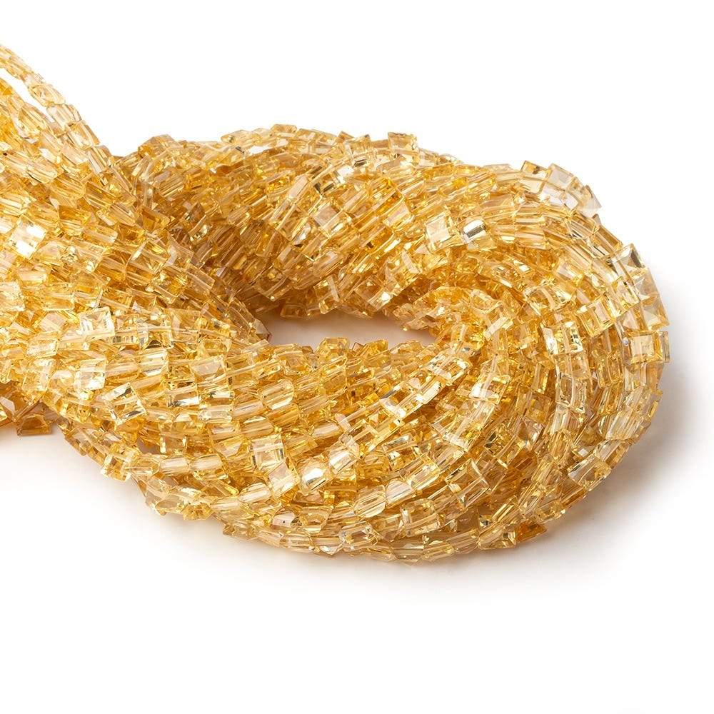4.5- 5mm Citrine Emerald Cut Square Pavilion faceted Beads 12 inch 72 pieces (ONLINE ORDER ONLY)