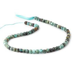 4mm African Turquoise Micro Faceted Cube Beads 12 inch 68 pieces (ONLINE ORDER ONLY)