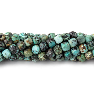 4mm African Turquoise Micro Faceted Cube Beads 12 inch 68 pieces (ONLINE ORDER ONLY)