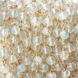 4.5mm Aquamarine Faceted Round Beads on Vermeil Chain (ONLINE ORDER ONLY)