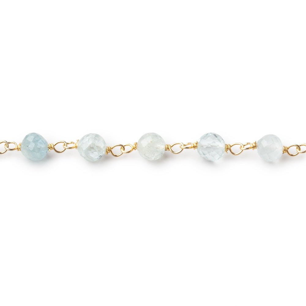 4.5mm Aquamarine Faceted Round Beads on Vermeil Chain (ONLINE ORDER ONLY)