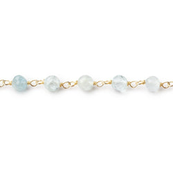 4.5mm Aquamarine Faceted Round Beads on Vermeil Chain (ONLINE ORDER ONLY)
