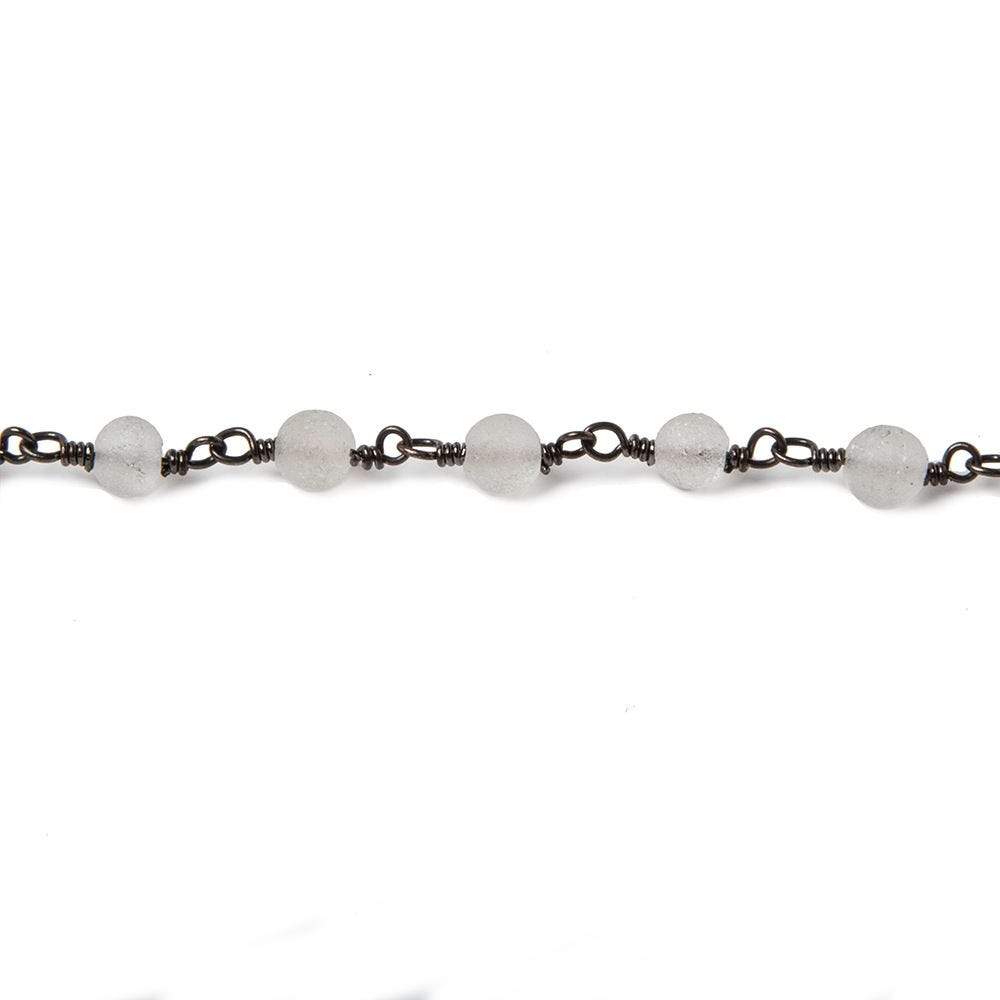 4.5mm Matte Crystal Quartz round Black Gold Chain by the foot 30 pieces (ONLINE ORDER ONLY)