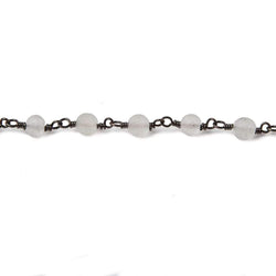 4.5mm Matte Crystal Quartz round Black Gold Chain by the foot 30 pieces (ONLINE ORDER ONLY)