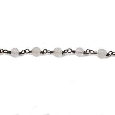 4.5mm Matte Crystal Quartz round Black Gold Chain by the foot 30 pieces (ONLINE ORDER ONLY)