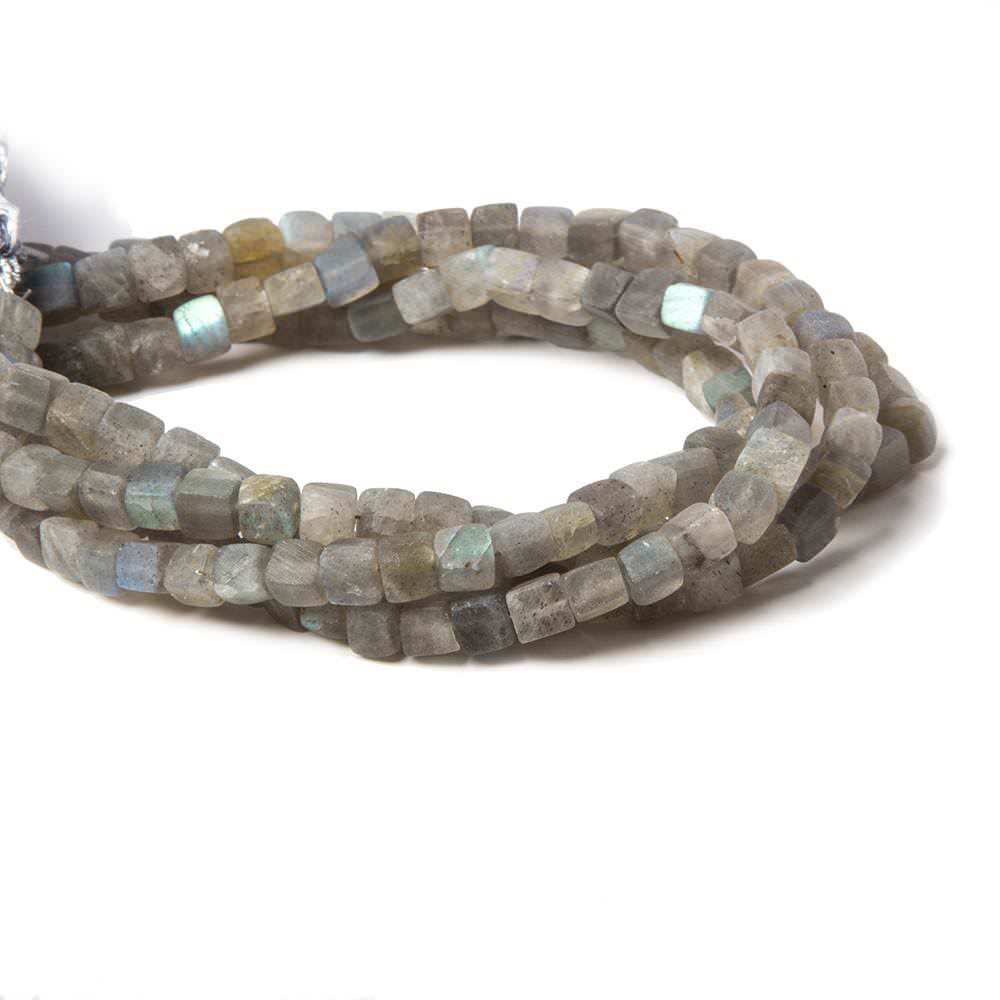 4.5mm Matte Labradorite plain cube beads 7.5 inches 41 pieces (ONLINE ORDER ONLY)