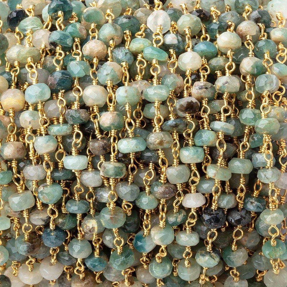 4.5mm Multi Color Sapphire Faceted Rondelles on Gold Plated Chain (ONLINE ORDER ONLY)