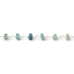 4.5mm Multi Color Sapphire Faceted Rondelles on Silver Plated Chain (ONLINE ORDER ONLY)