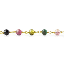 4.5mm Multi Color Tourmaline plain round Vermeil Chain by the foot (ONLINE ORDER ONLY)
