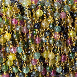 4.5mm Multi Color Tourmaline plain round Vermeil Chain by the foot (ONLINE ORDER ONLY)