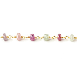 4.5mm Multi Color Umba Sapphire faceted rondelle Vermeil Chain by the foot 39 beads per (ONLINE ORDER ONLY)