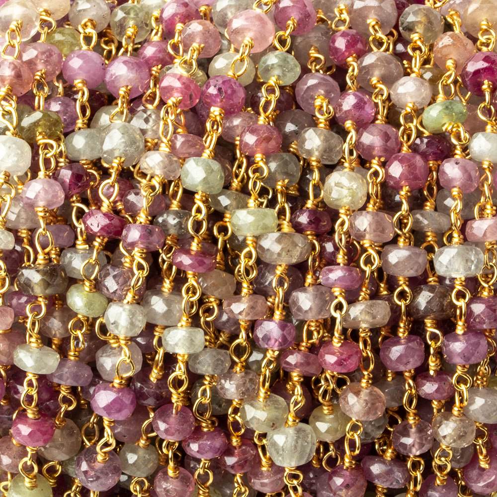 4.5mm Multi Color Umba Sapphire faceted rondelle Vermeil Chain by the foot 39 beads per (ONLINE ORDER ONLY)