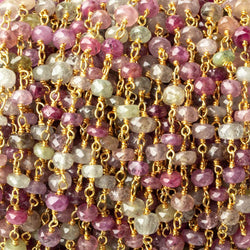 4.5mm Multi Color Umba Sapphire faceted rondelle Vermeil Chain by the foot 39 beads per (ONLINE ORDER ONLY)
