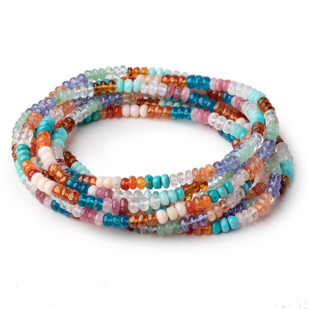 4.5mm Multi Gemstone Plain Rondelle Beads 36 inch 330 pieces AA (ONLINE ORDER ONLY)