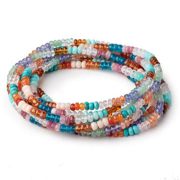 4.5mm Multi Gemstone Plain Rondelle Beads 36 inch 330 pieces AA (ONLINE ORDER ONLY)