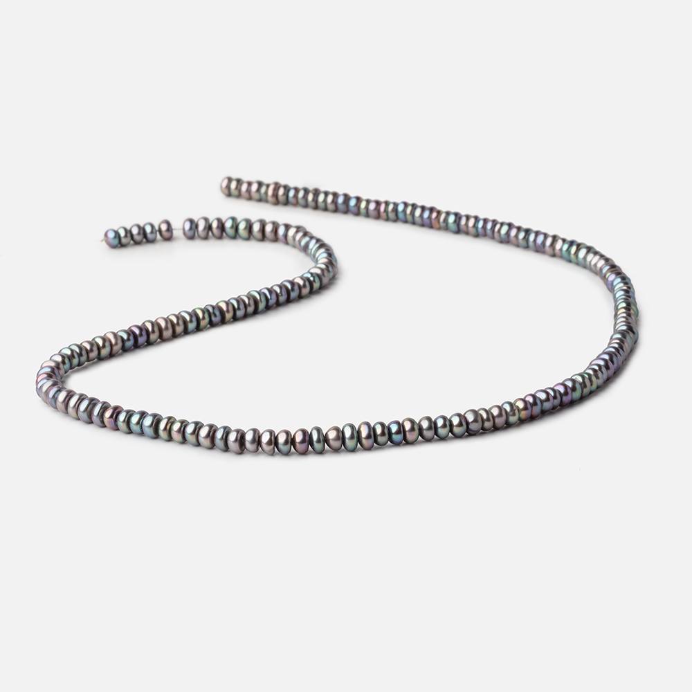 4.5mm Peacock Center Drilled Button Freshwater Pearls 16 inch 142 Beads AA (ONLINE ORDER ONLY)