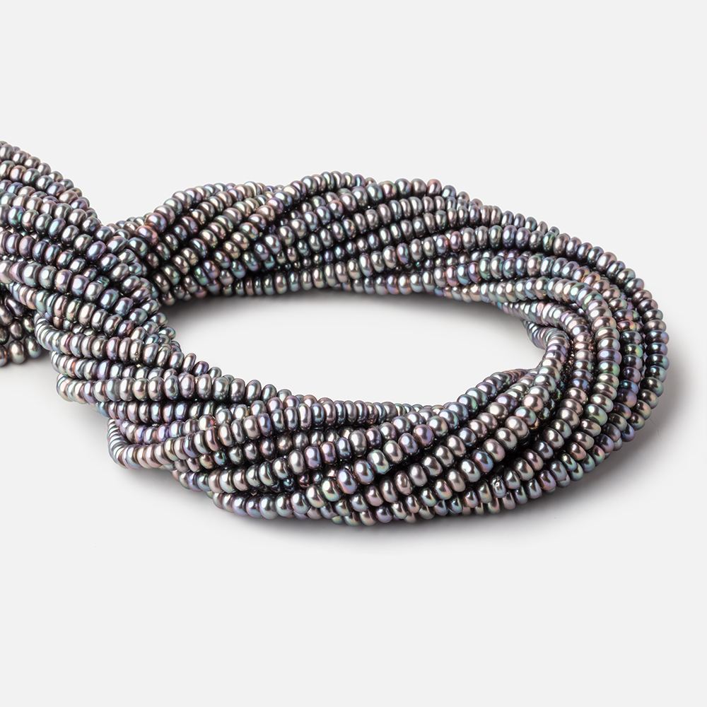 4.5mm Peacock Center Drilled Button Freshwater Pearls 16 inch 142 Beads AA (ONLINE ORDER ONLY)
