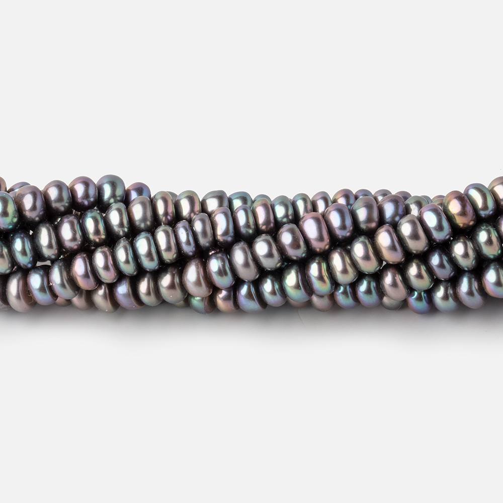 4.5mm Peacock Center Drilled Button Freshwater Pearls 16 inch 142 Beads AA (ONLINE ORDER ONLY)