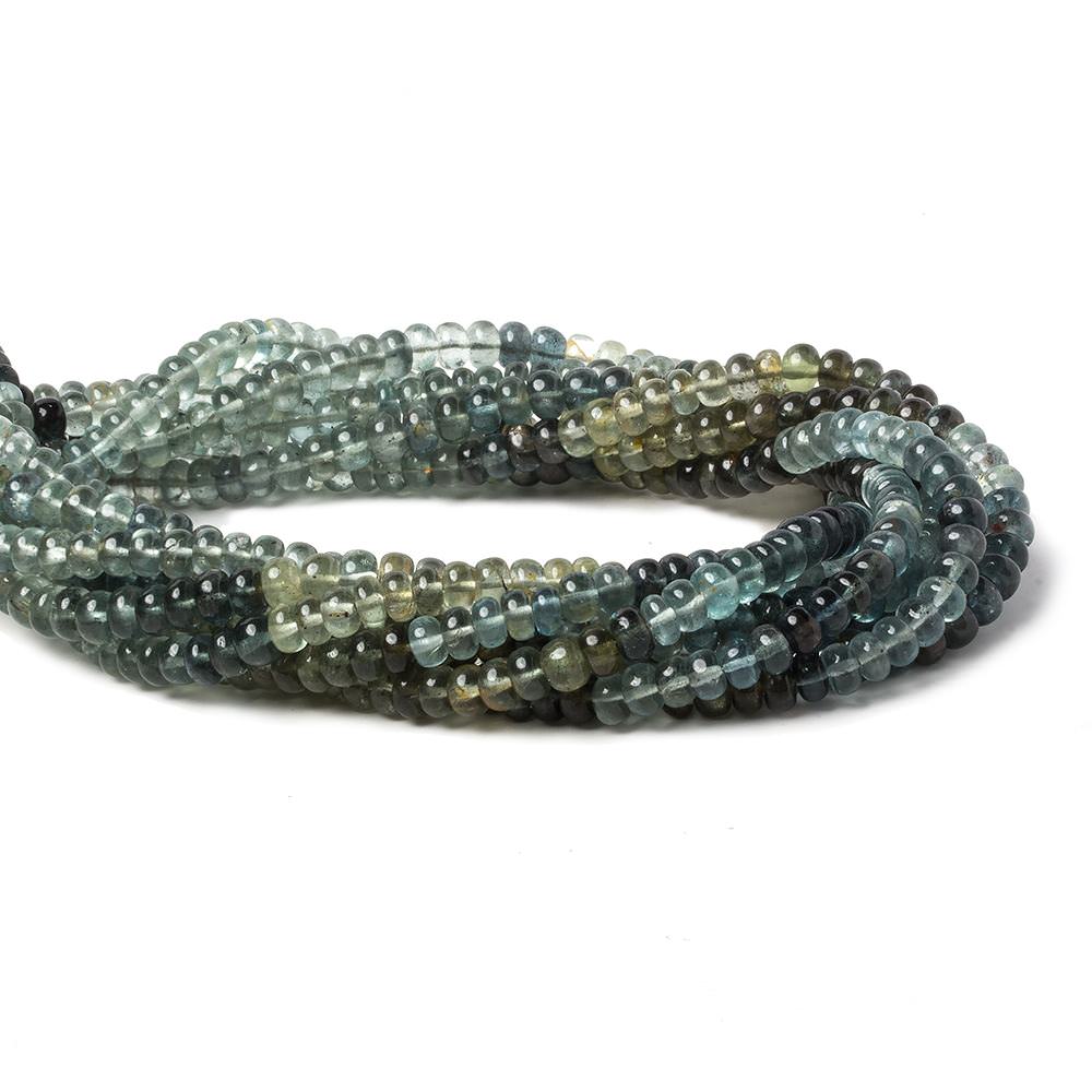 4.5mm Shaded Moss Aquamarine plain rondelles 14 inch 130 beads (ONLINE ORDER ONLY)