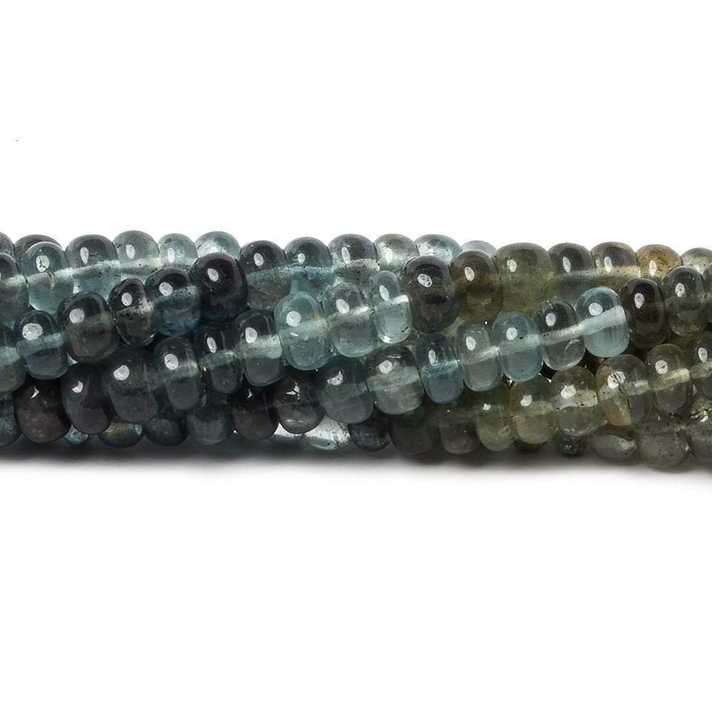 4.5mm Shaded Moss Aquamarine plain rondelles 14 inch 130 beads (ONLINE ORDER ONLY)