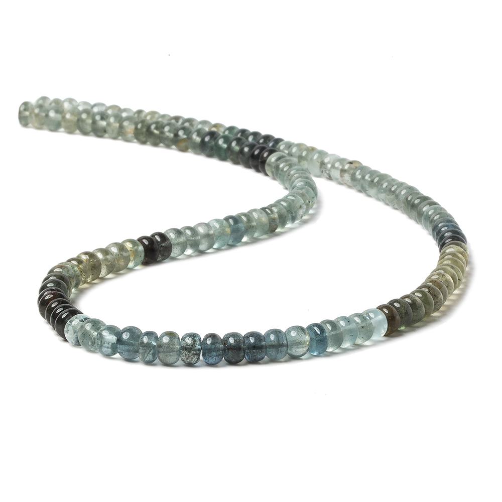 4.5mm Shaded Moss Aquamarine plain rondelles 14 inch 130 beads (ONLINE ORDER ONLY)
