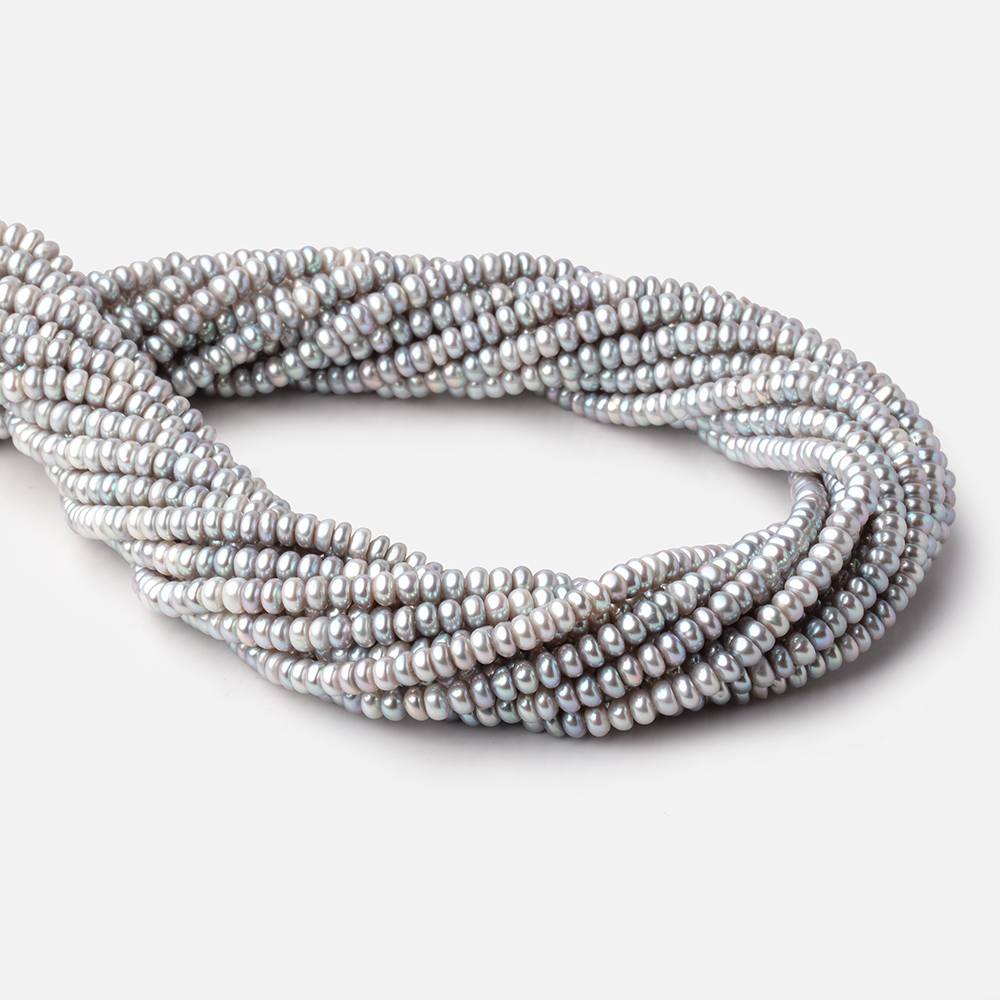 4.5mm Silver Center Drilled Button Freshwater Pearls 15 inch 145 Beads AAA (ONLINE ORDER ONLY)