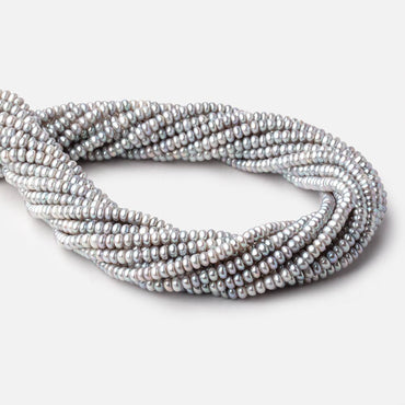 4.5mm Silver Center Drilled Button Freshwater Pearls 15 inch 145 Beads AAA (ONLINE ORDER ONLY)