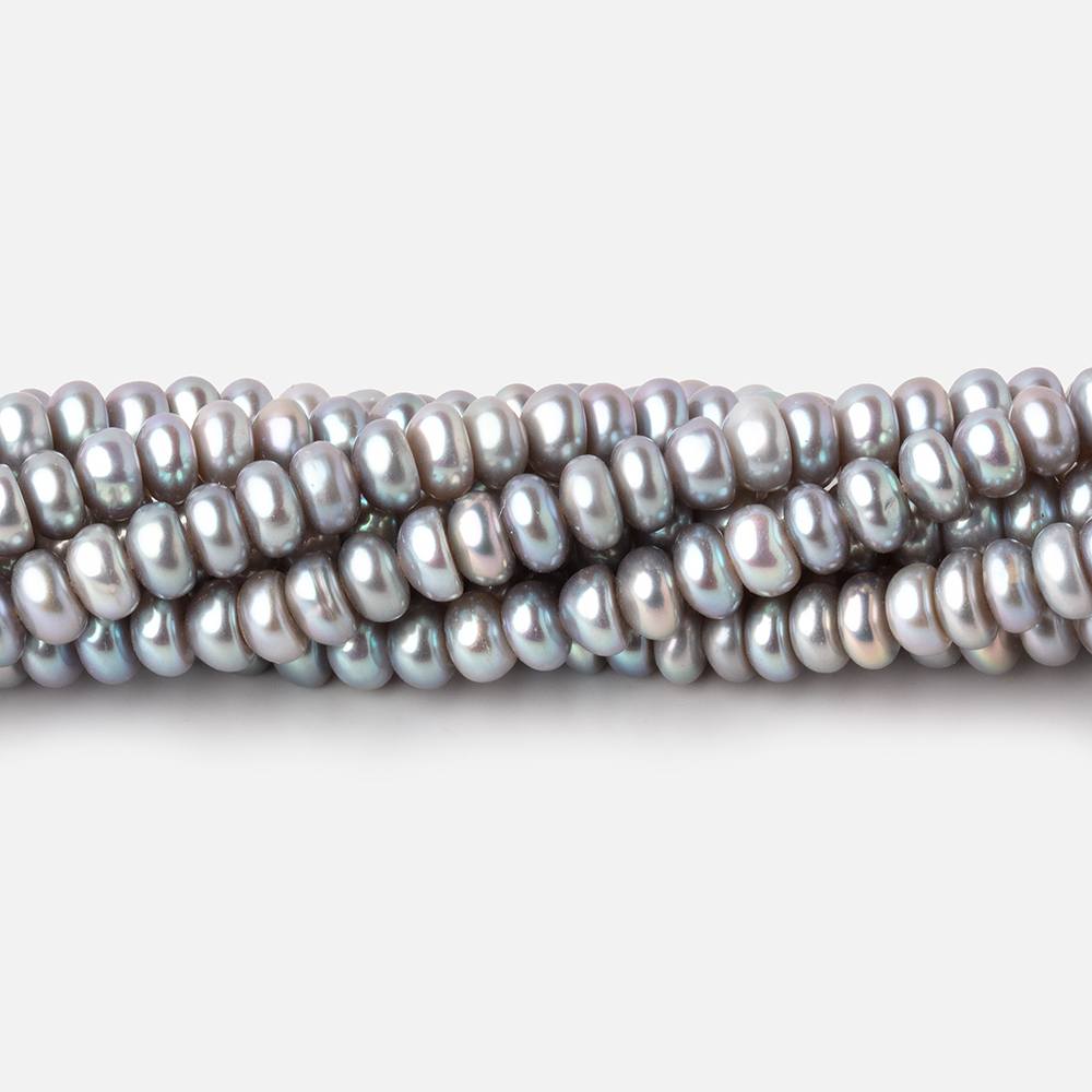 4.5mm Silver Center Drilled Button Freshwater Pearls 15 inch 145 Beads AAA (ONLINE ORDER ONLY)