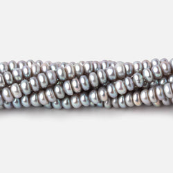 4.5mm Silver Center Drilled Button Freshwater Pearls 15 inch 145 Beads AAA (ONLINE ORDER ONLY)