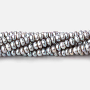 4.5mm Silver Center Drilled Button Freshwater Pearls 15 inch 145 Beads AAA (ONLINE ORDER ONLY)