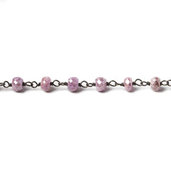 4.5mm Silverite Pink Sapphire rondelle Oxidized .925 Silver Chain by the foot 36 pieces (ONLINE ORDER ONLY)