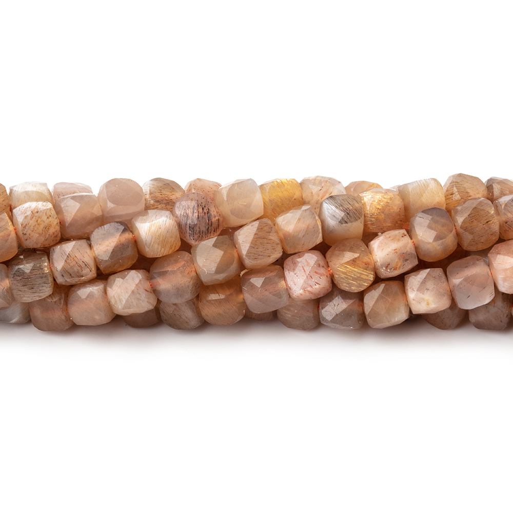4.5mm Sunstone & Moonstone Micro Faceted Cube Beads 12 inch 70 pieces (ONLINE ORDER ONLY)