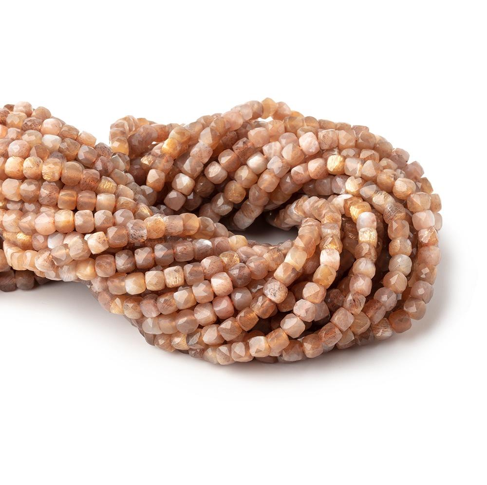 4.5mm Sunstone & Moonstone Micro Faceted Cube Beads 12 inch 70 pieces (ONLINE ORDER ONLY)