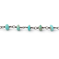 4.5mm Turquoise Faceted Rondelles on Black Gold over .925 Silver Chain (ONLINE ORDER ONLY)