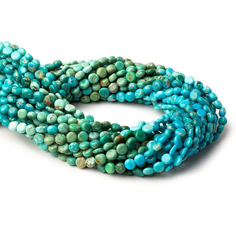 4.5mm Turquoise Plain Coins 13 inch 68 beads A (ONLINE ORDER ONLY)