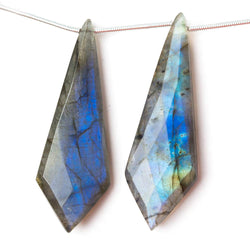 45x15x6mm Labradorite top drilled faceted Kite beads 4 inch 5 pieces AA (ONLINE ORDER ONLY)